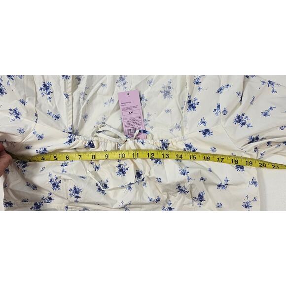 NWT XXL floral milkmaid crop peasant midi top long sleeve cottagecore coquette - Picture 10 of 10